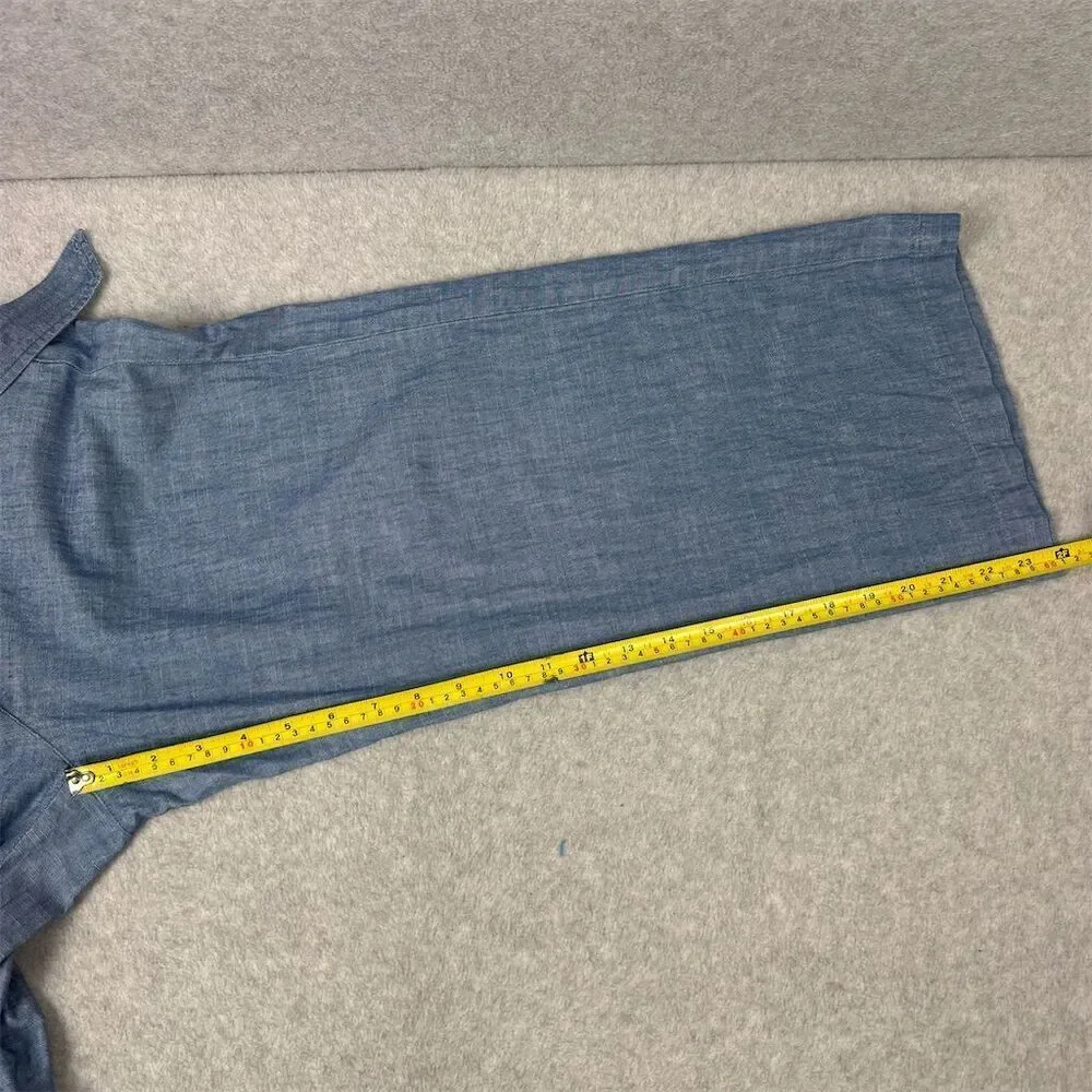J.Crew Women's Size 8 Blue Wide-Leg Cotton Chambray Pants with Tie Waist